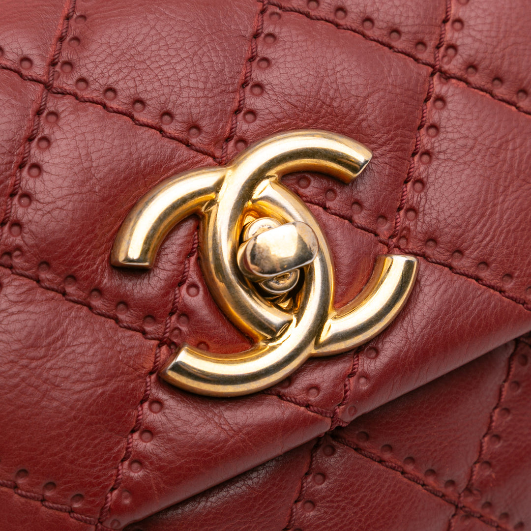 Quilted Calfskin Ultimate Stitch Retro Chain Flap Red - Gaby Paris