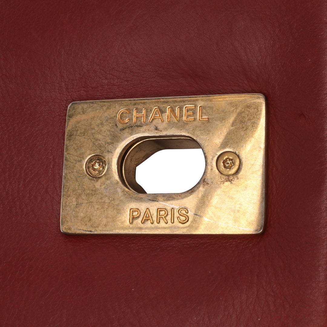 Quilted Calfskin Ultimate Stitch Retro Chain Flap Red - Gaby Paris