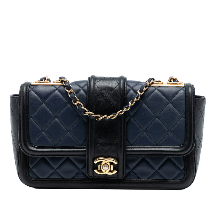 Chanel Medium Bicolor Matelassé Cuir d’agneau Elegant CC à rabat