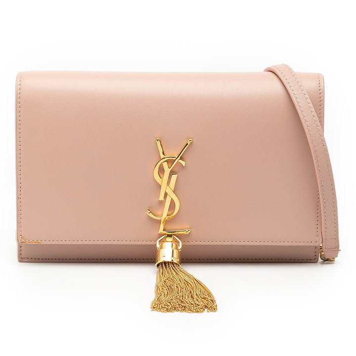 Saint Laurent Smooth Cuir de veau Monogram Kate Pompon Wallet on Chain