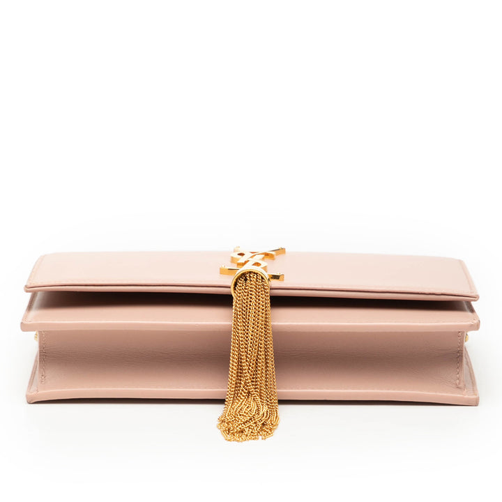 Saint Laurent Smooth Cuir de veau Monogram Kate Pompon Wallet on Chain