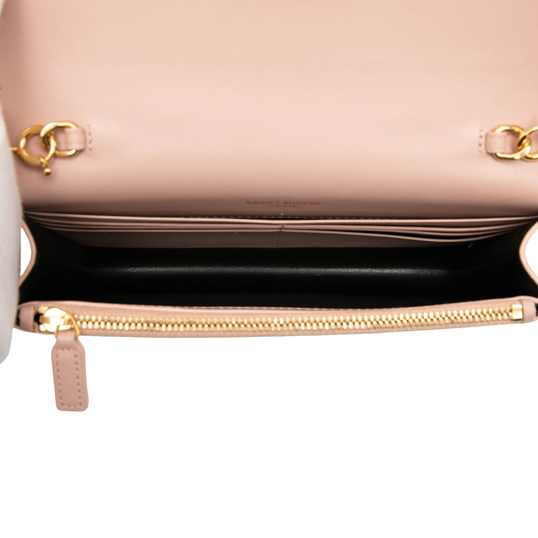 Saint Laurent Smooth Cuir de veau Monogram Kate Pompon Wallet on Chain