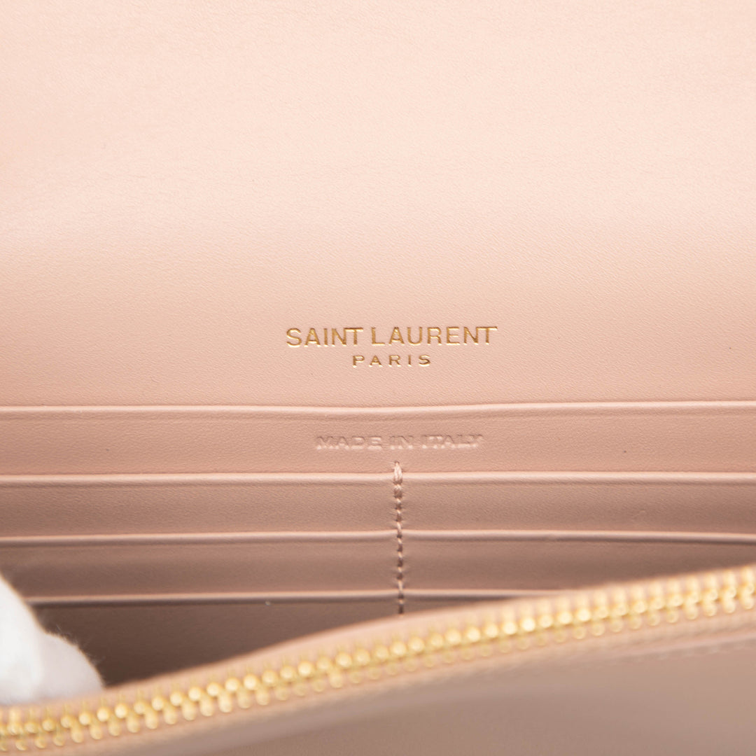 Saint Laurent Smooth Cuir de veau Monogram Kate Pompon Wallet on Chain