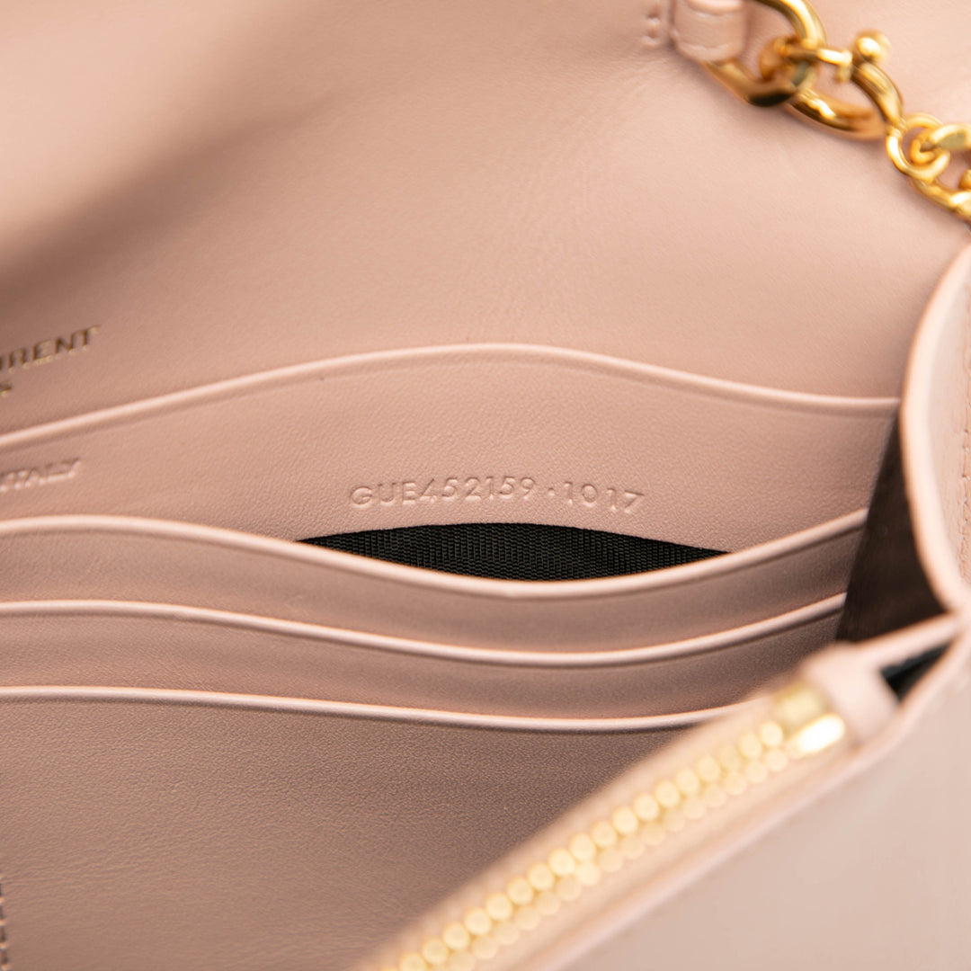Saint Laurent Smooth Cuir de veau Monogram Kate Pompon Wallet on Chain