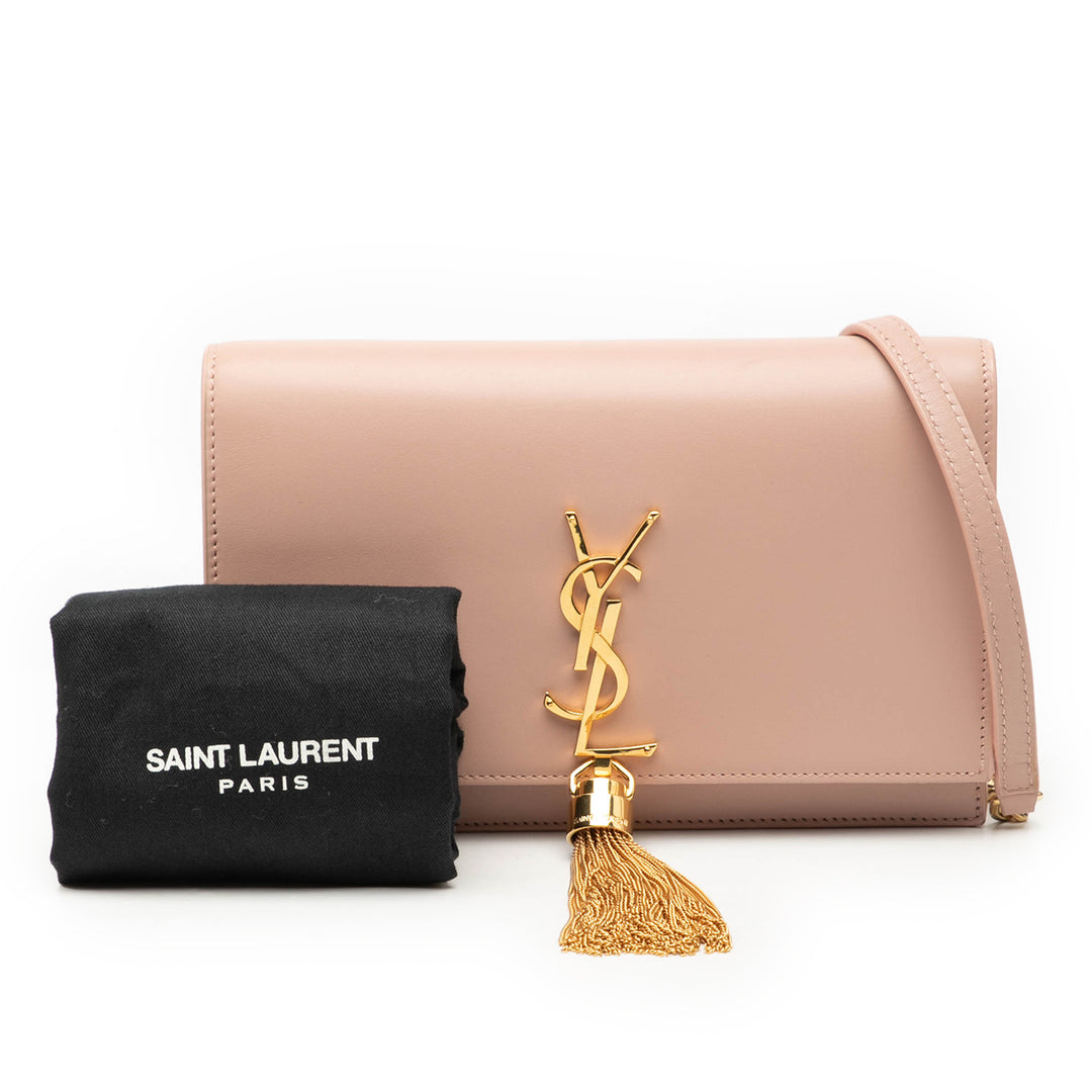 Saint Laurent Smooth Cuir de veau Monogram Kate Pompon Wallet on Chain