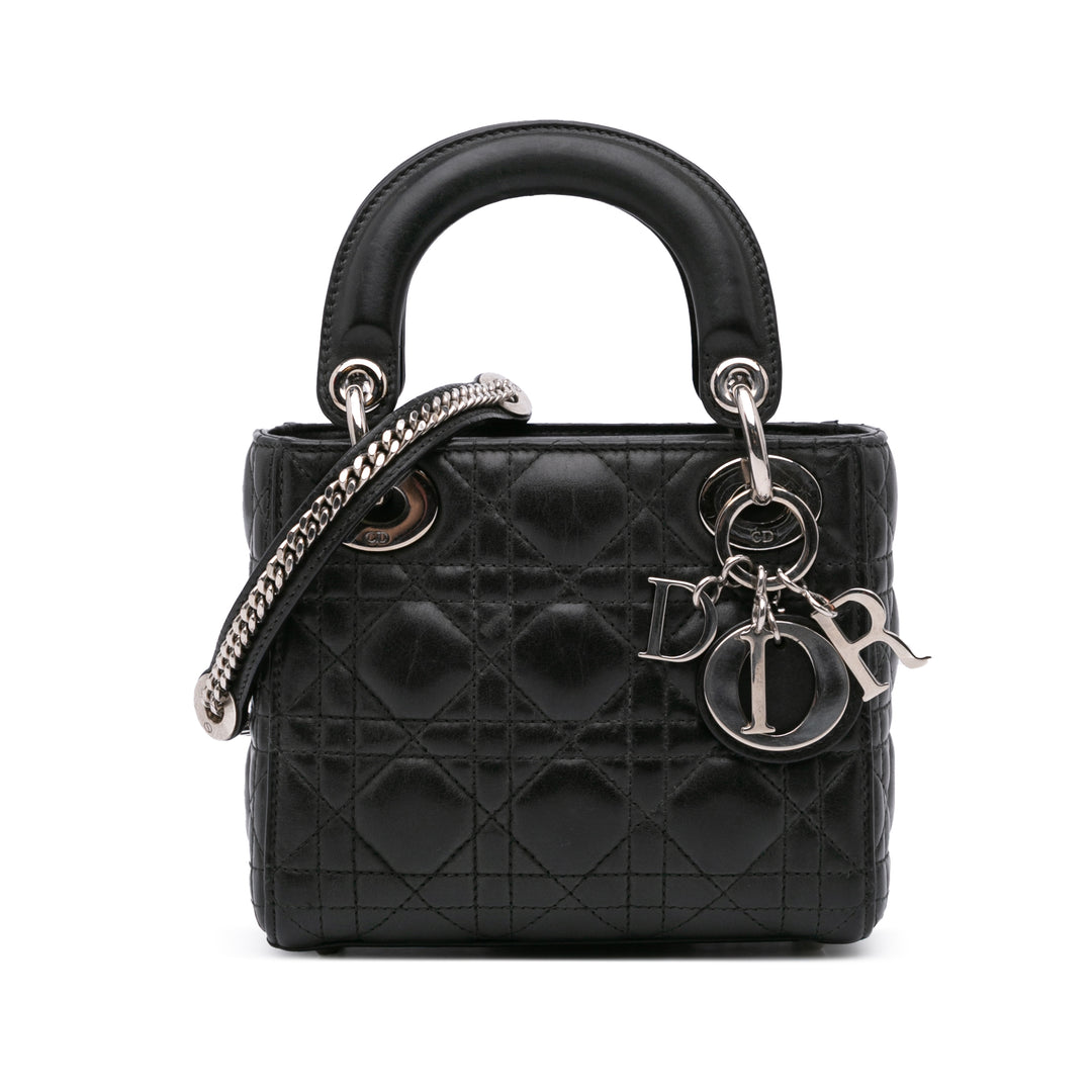 Mini Lambskin Cannage Lady Dior Black - Gaby Paris