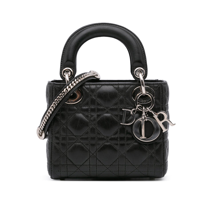 Mini Lambskin Cannage Lady Dior Black - Gaby Paris