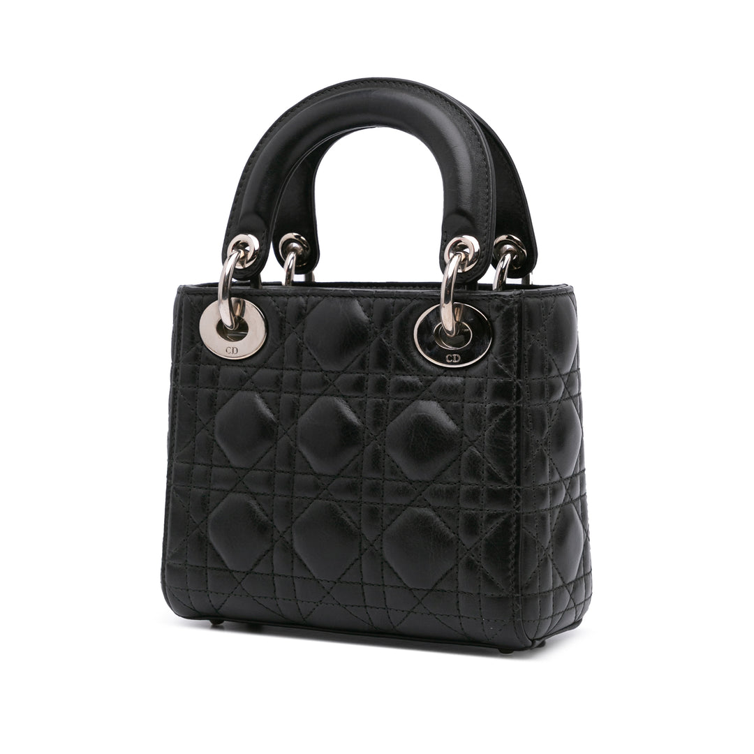 Mini Lambskin Cannage Lady Dior Black - Gaby Paris