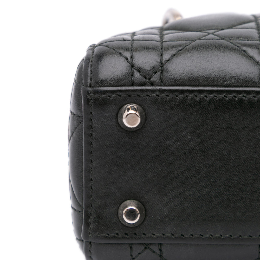 Mini Lambskin Cannage Lady Dior Black - Gaby Paris