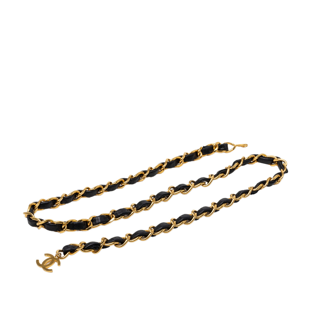 Chanel CC plaqué Cuir Woven Chain Link Belt