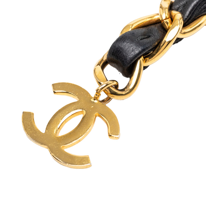 Chanel CC plaqué Cuir Woven Chain Link Belt