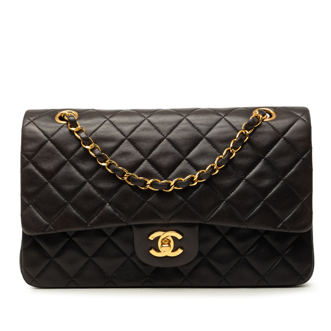 Classic Double rabat Moyen Cuir d'agneau Noir