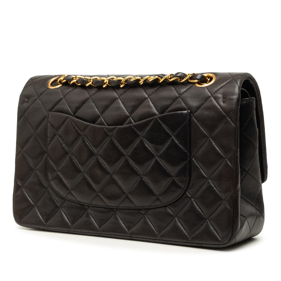 Classic Double rabat Moyen Cuir d'agneau Noir