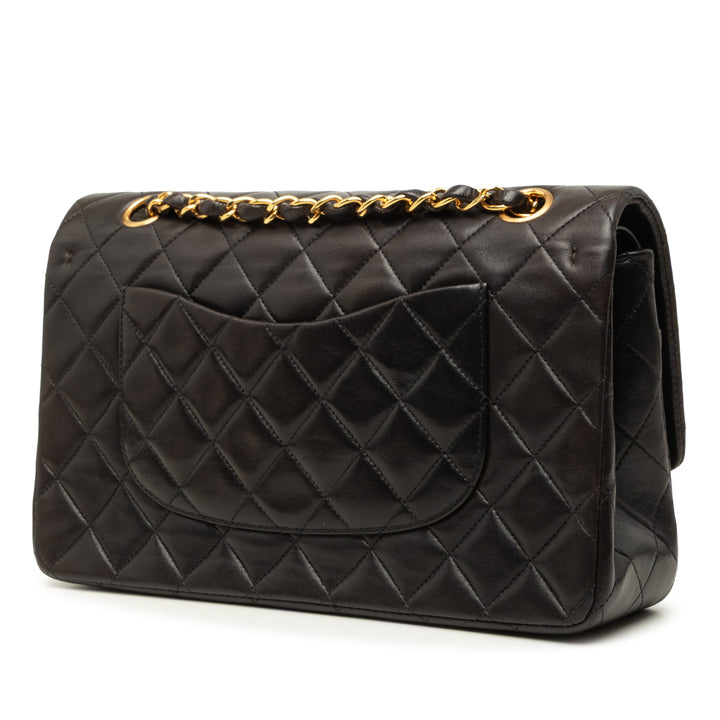 Classic Double rabat Moyen Cuir d'agneau Noir