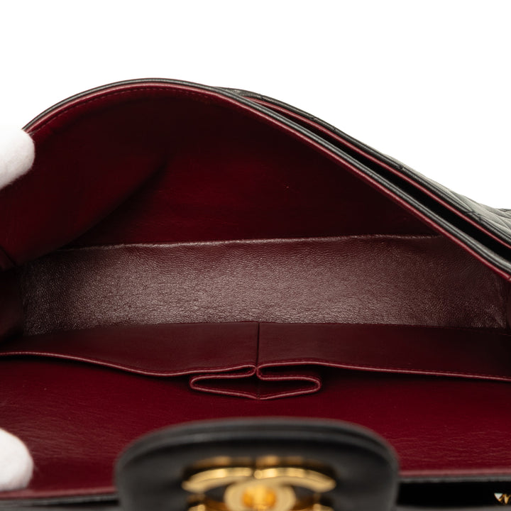 Classic Double rabat Moyen Cuir d'agneau Noir