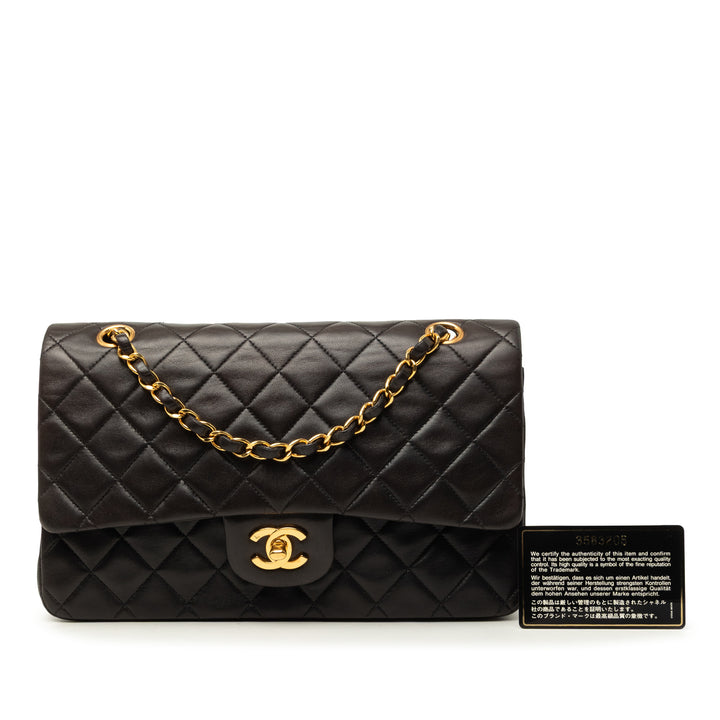 Classic Double rabat Moyen Cuir d'agneau Noir