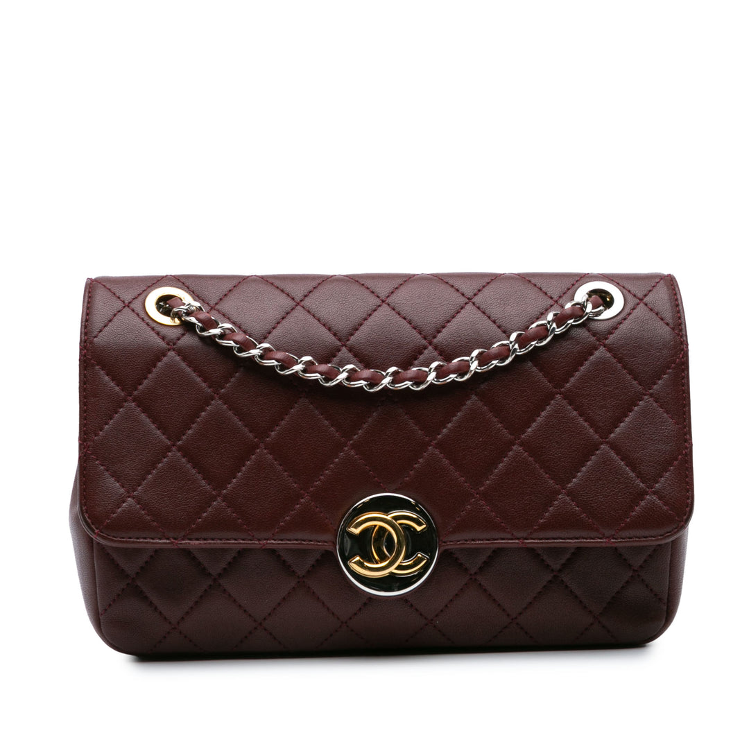 CC Quilted Lambskin Single Flap Red - Gaby Paris