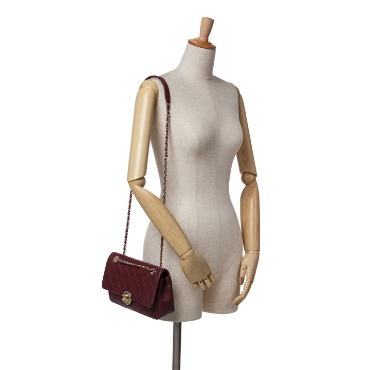 CC Quilted Lambskin Single Flap Red - Gaby Paris