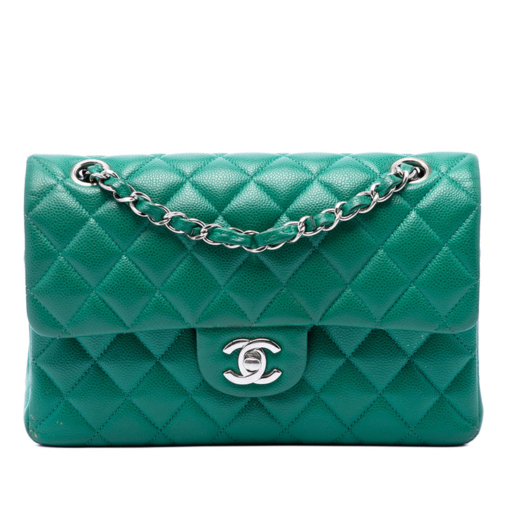 Classic Double rabat Petit Cuir caviar Vert