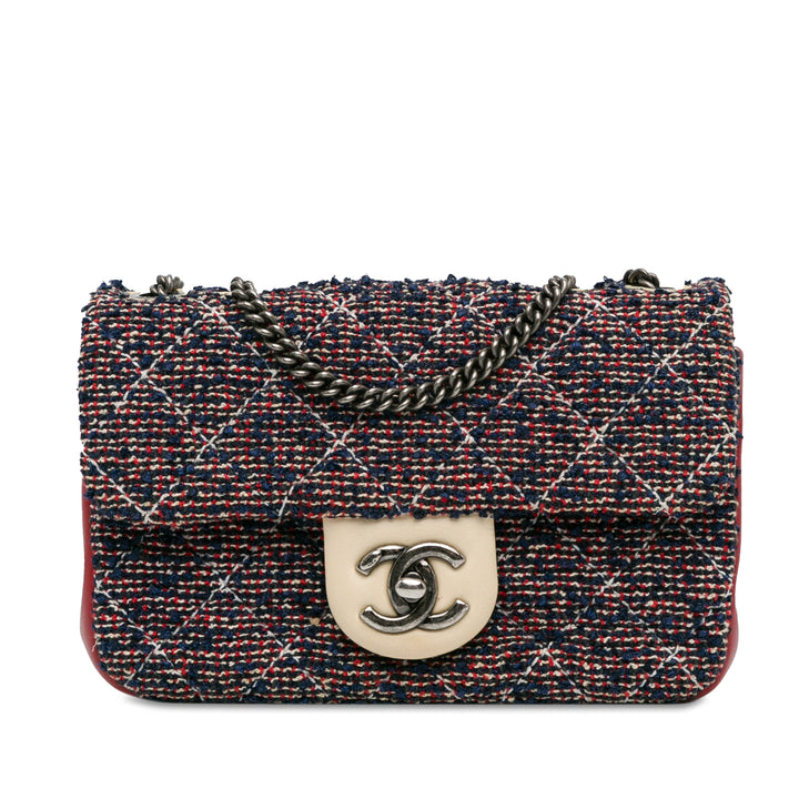 CC Quilted Tweed Single Flap Blue - Gaby Paris