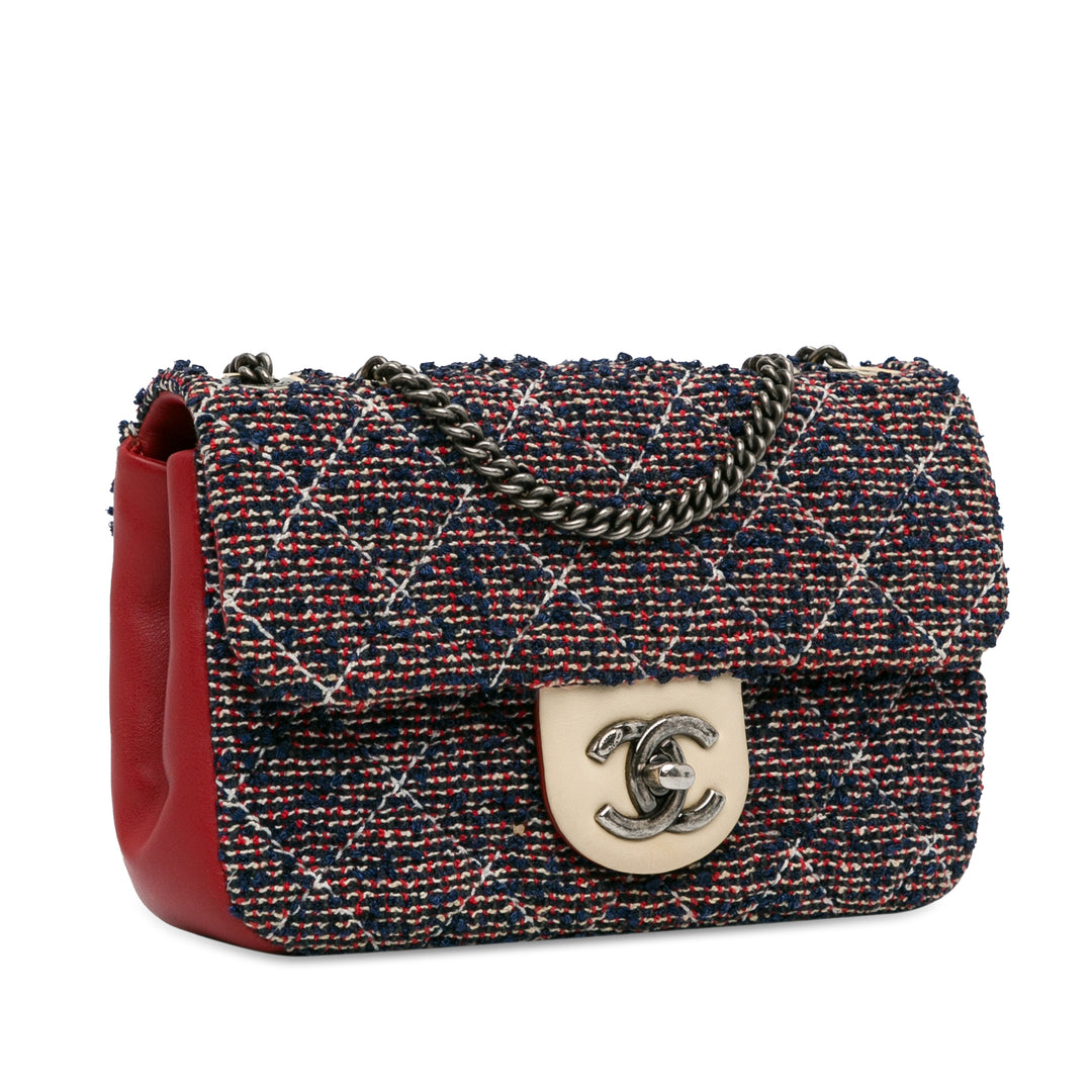 CC Quilted Tweed Single Flap Blue - Gaby Paris