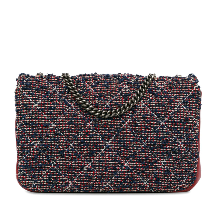 CC Quilted Tweed Single Flap Blue - Gaby Paris