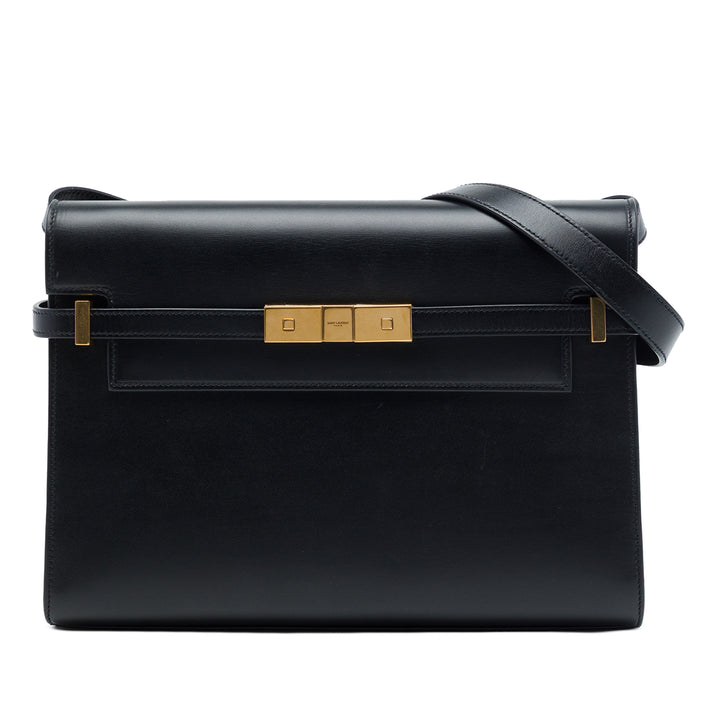 Saint Laurent Manhattan Sac Moyen Cuir de veau lisse Noir – vue principale – GABY PARIS