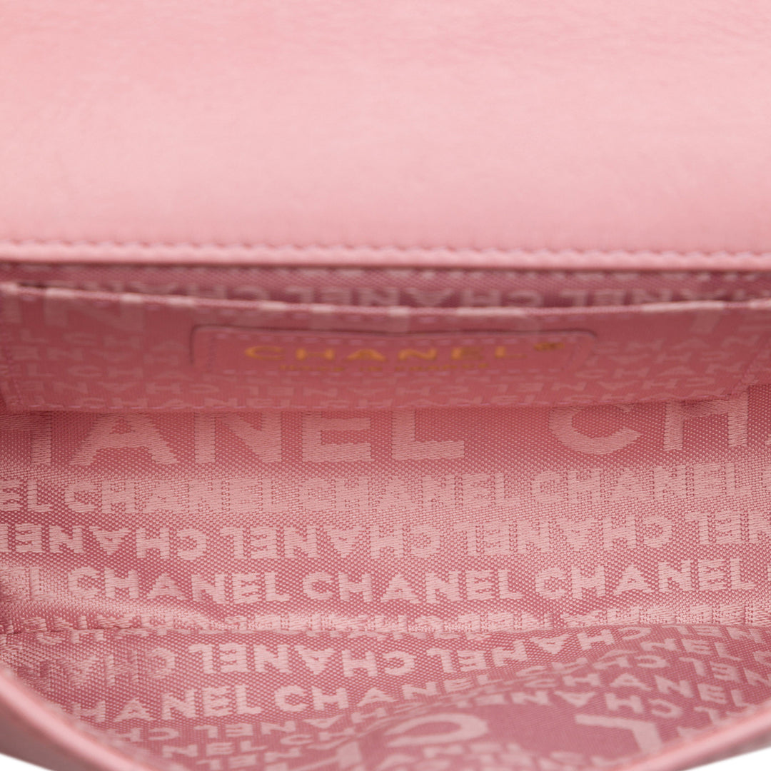 Chanel Mini CC Chocolate Bar Cuir d'agneau Camellia à rabat