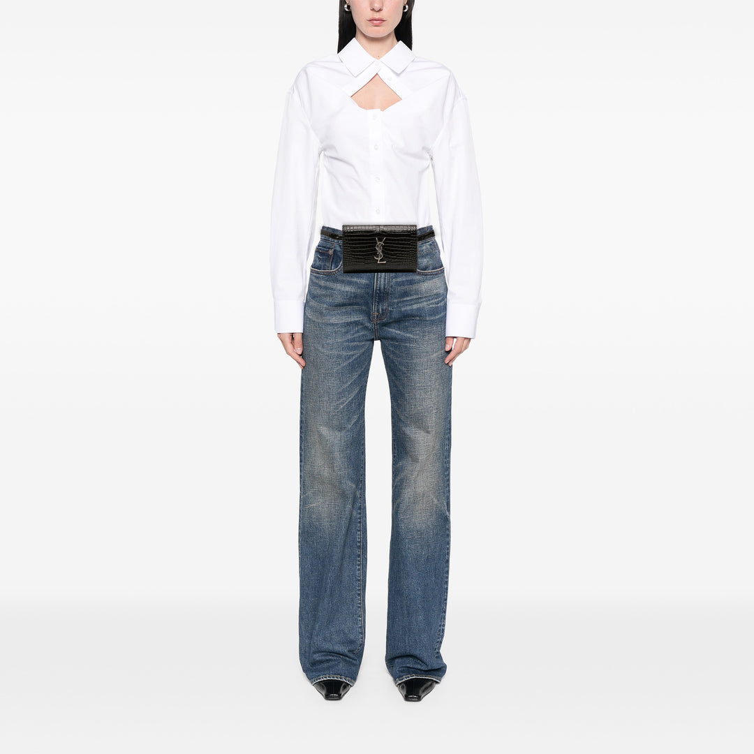 Saint Laurent Croc embossé Cuir Monogram Kate Sac ceinture