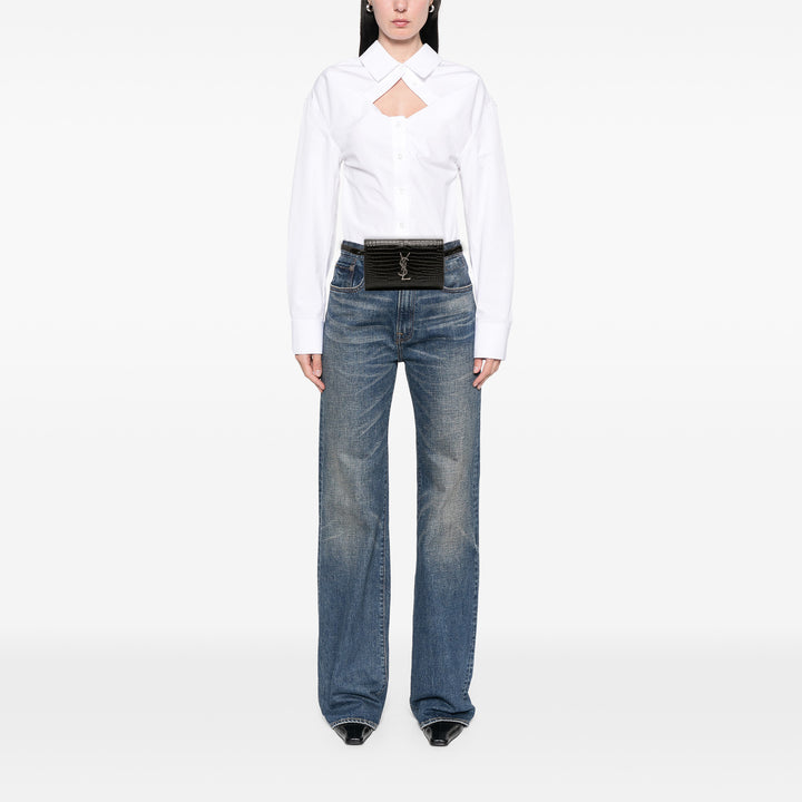 Saint Laurent Croc embossé Cuir Monogram Kate Sac ceinture