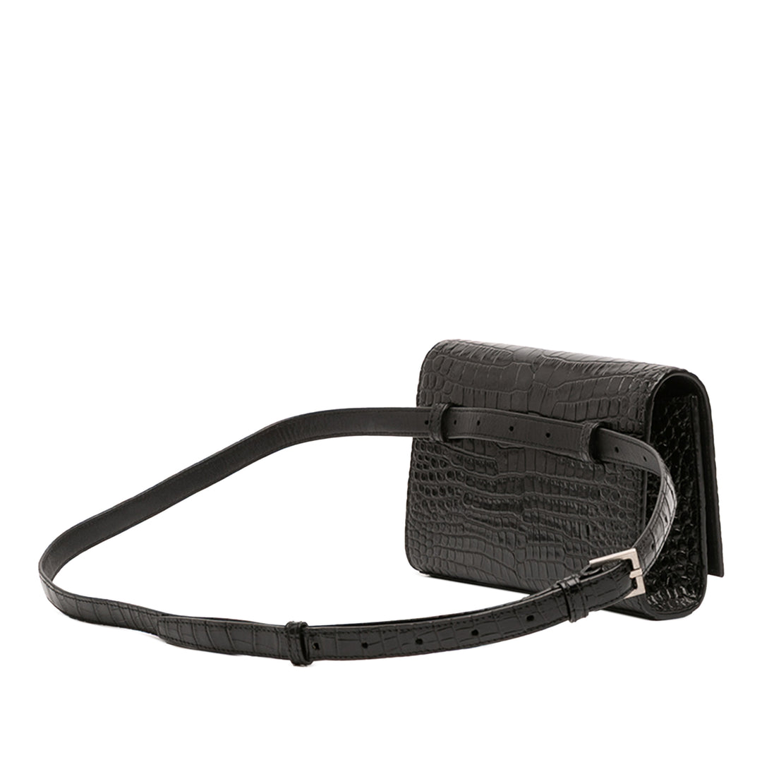 Saint Laurent Croc embossé Cuir Monogram Kate Sac ceinture