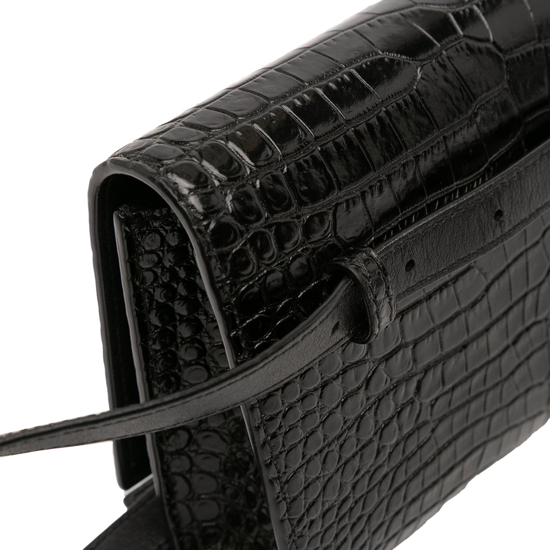 Saint Laurent Croc embossé Cuir Monogram Kate Sac ceinture