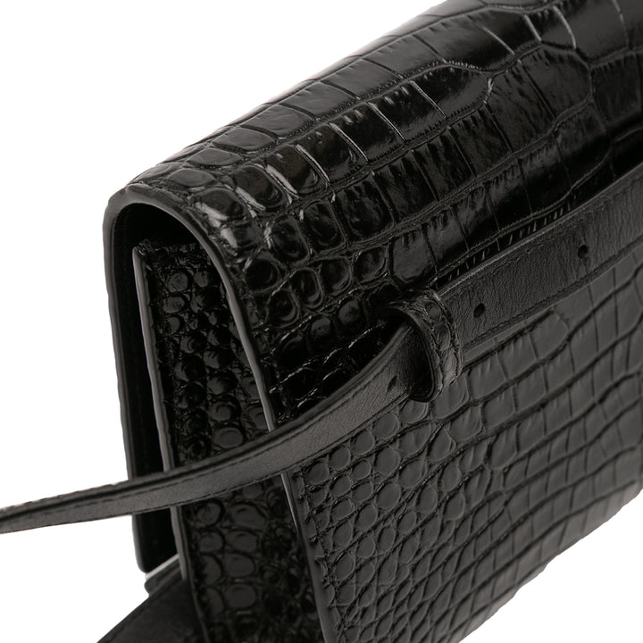 Saint Laurent Croc embossé Cuir Monogram Kate Sac ceinture