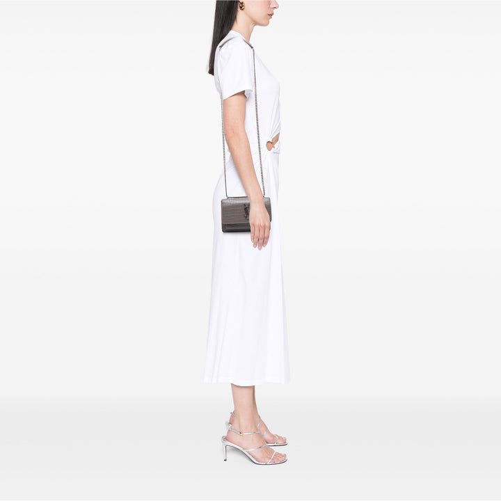 Saint Laurent Croc Embossed Leather Monogram Sunset Chain Portefeuille Gris – GABY PARIS Authentique