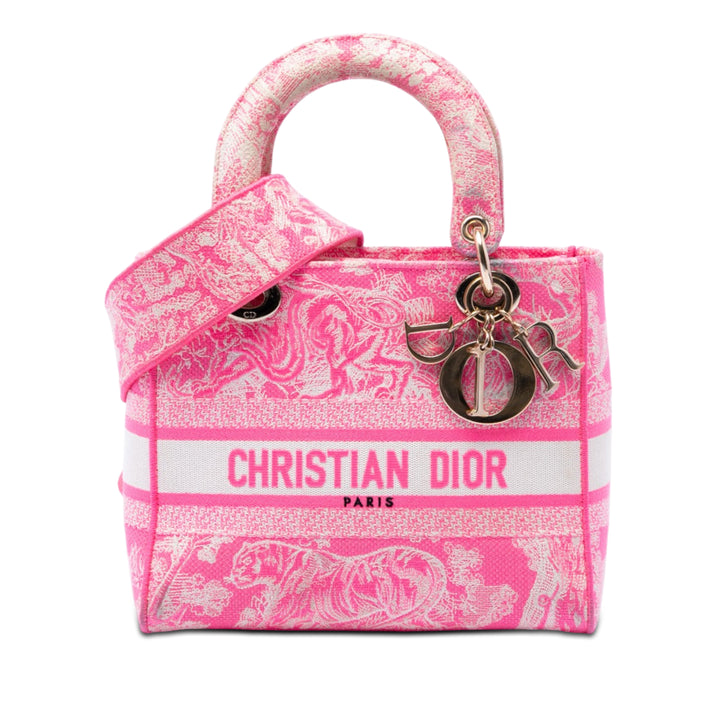 Dior Medium brodé Toile Toile De Jouy Lady D Lite