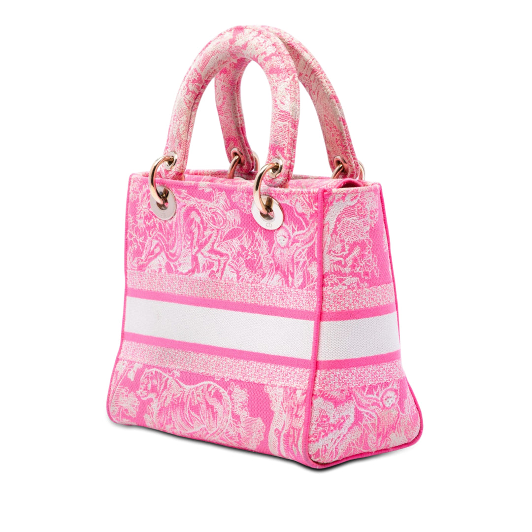 Dior Medium brodé Toile Toile De Jouy Lady D Lite
