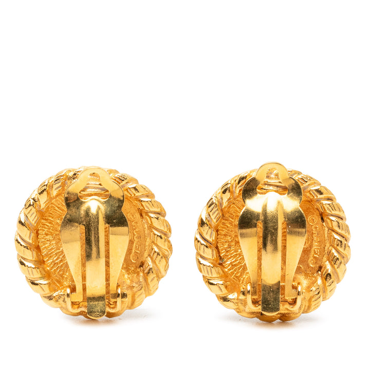 CC plaqué Rond À clip Boucles d'oreilles Doré