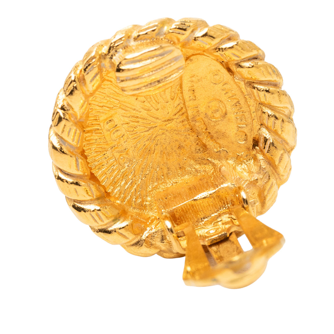 CC plaqué Rond À clip Boucles d'oreilles Doré