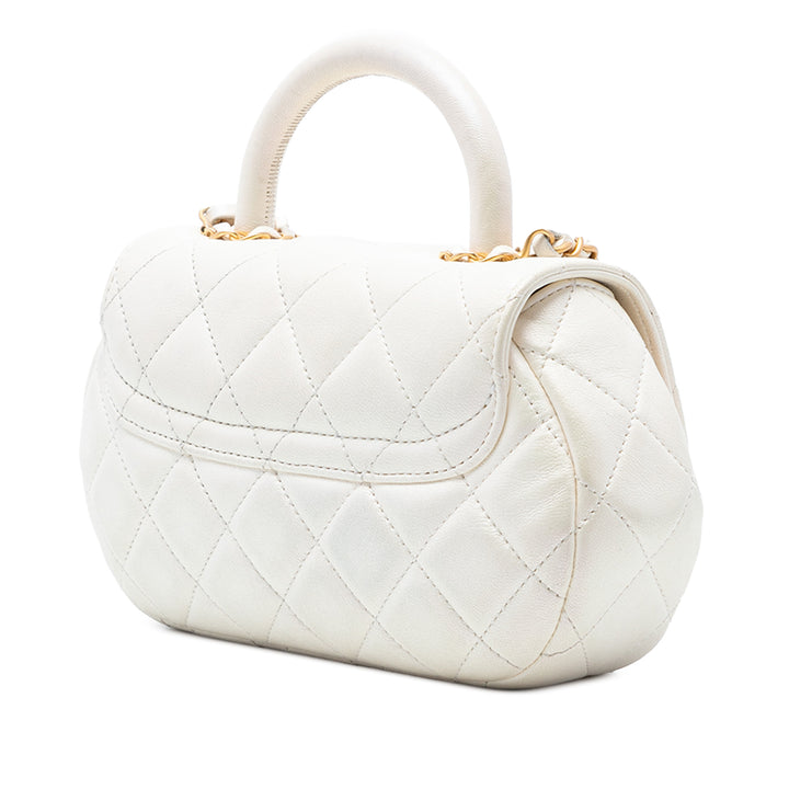 Chanel CC Matelassé sac à Cuir d'agneau Blanc – vue 2 – GABY PARIS
