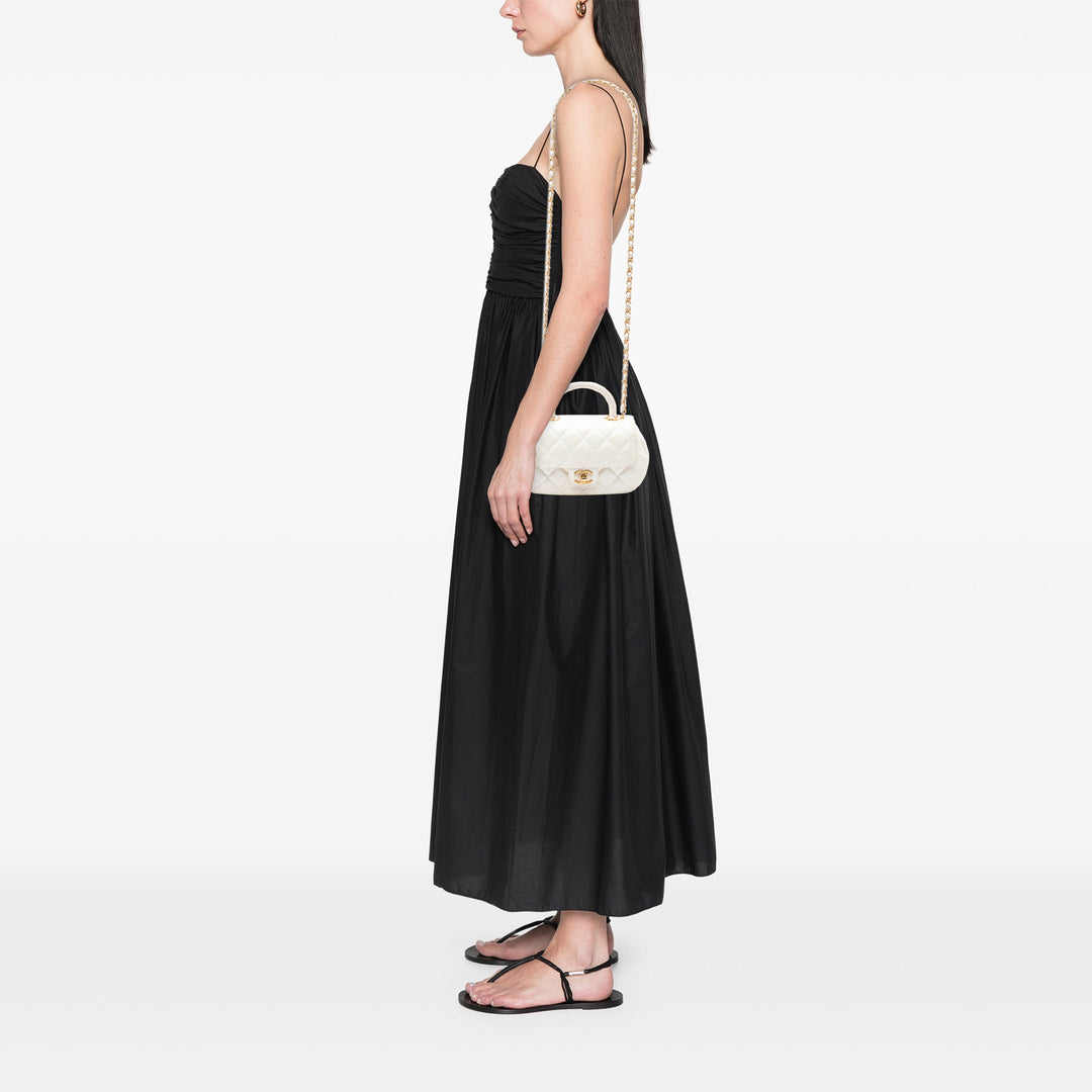 Chanel CC Matelassé sac à Cuir d'agneau Blanc – vue 7 – GABY PARIS