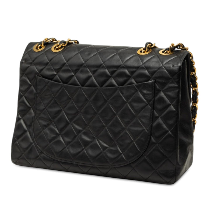 Chanel Classic Rabat simple Maxi Cuir d'agneau Noir