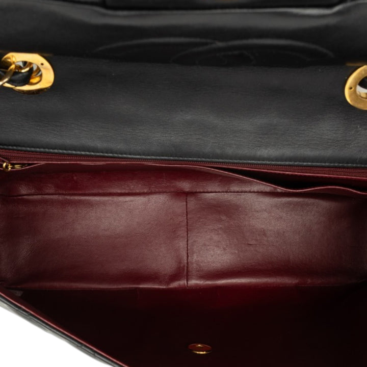 Chanel Classic Rabat simple Maxi Cuir d'agneau Noir