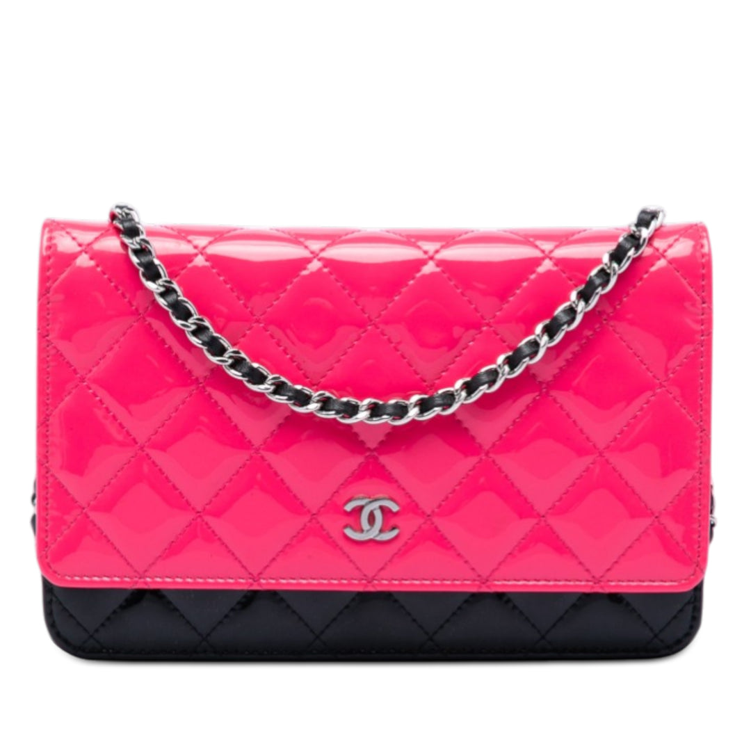 Chanel CC Bicolor Matelassé Cuir verni Wallet on Chain