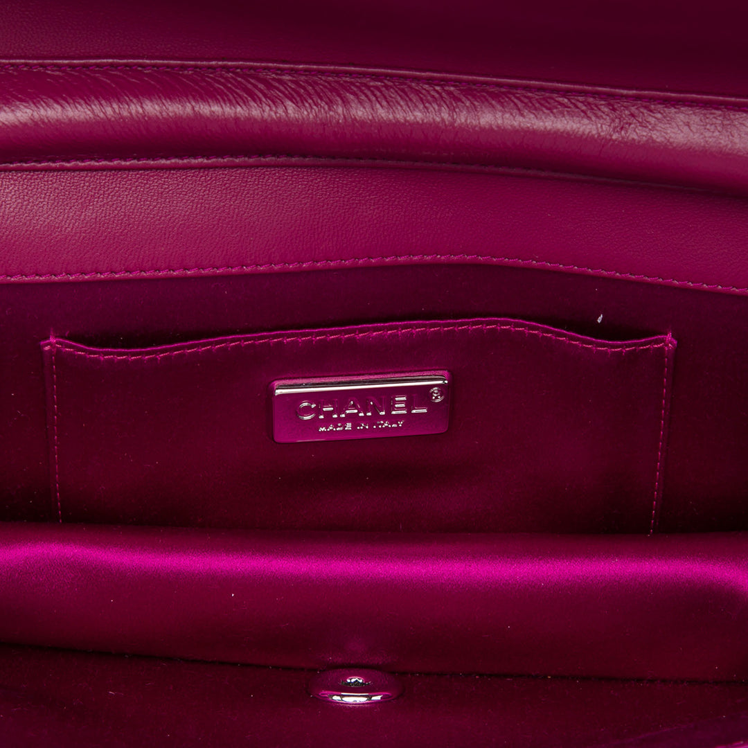 Matelassé 19 Pochette avec chaîne Cuir d'agneau Rose