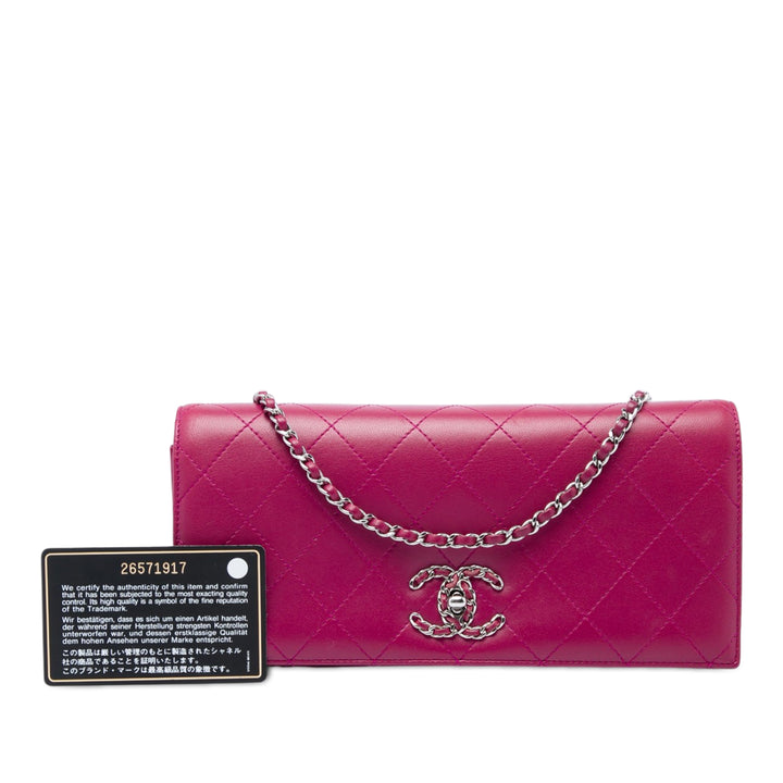 Matelassé 19 Pochette avec chaîne Cuir d'agneau Rose