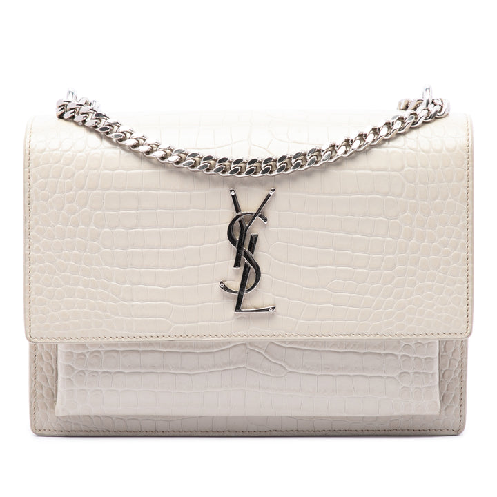 Croc embossé Sunset Sac Moyen Blanc