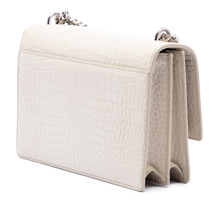 Croc embossé Sunset Sac Moyen Blanc