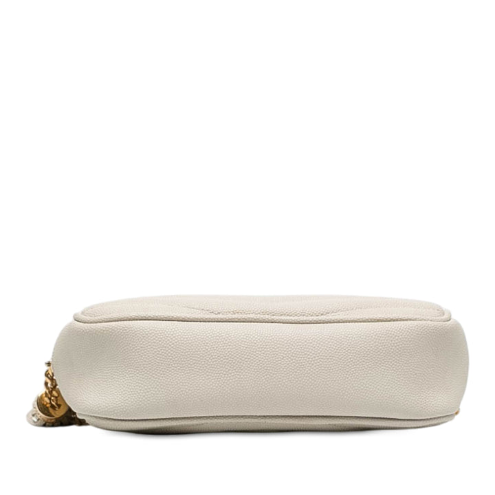 Saint Laurent Grain de Poudre Lou Pompon Sac caméra Mini Monogram Blanc – vue 3 – GABY PARIS