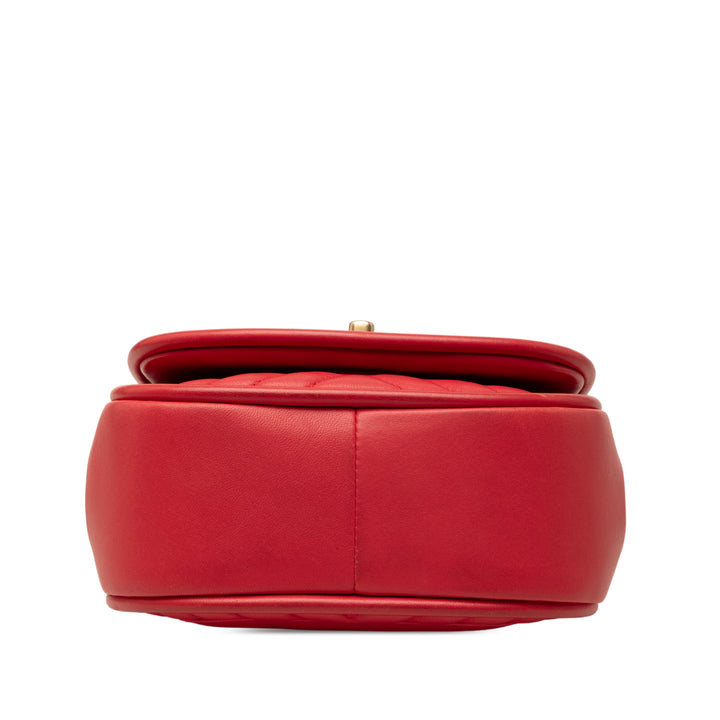 Chanel Mini CC Chevron Cuir d’agneau Reversed Rond à rabat
