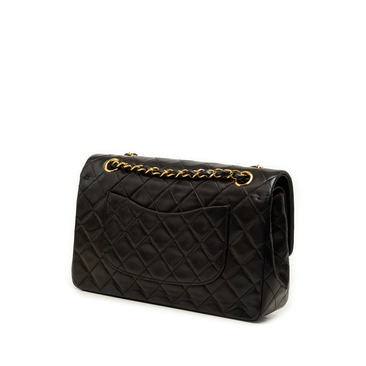 Classic Double rabat Moyen Cuir d'agneau Noir